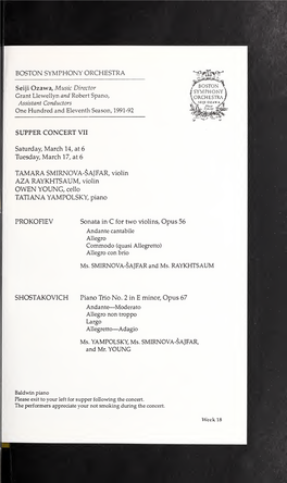 Boston Symphony Orchestra Concert Programs, Season 111, 1991-1992