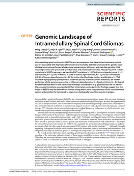 Genomic Landscape of Intramedullary Spinal Cord Gliomas Ming Zhang1,10, Rajiv R