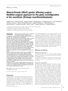 Male-To-Female (Mtof) Gender Affirming Surgery