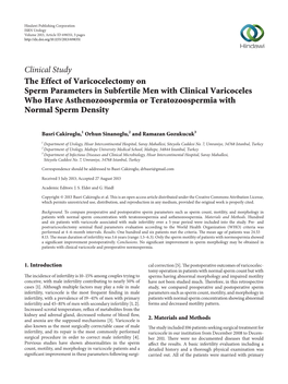 The Effect of Varicocelectomy on Sperm Parameters in Subfertile Men with Clinical Varicoceles Who Have Asthenozoospermia Or Teratozoospermia with Normal Sperm Density