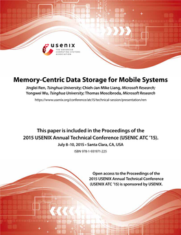 Memory-Centric Data Storage for Mobile Systems