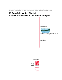 El Dorado Irrigation District Folsom Lake Intake Improvements Project