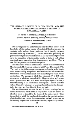 Surface Tension of Blood Serum, and the Determination of the Surface Tension of Biological Fluids