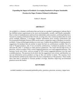 1 Expanding the Impact of Ecolabels: Leveraging Standards to Propose Sustainable Practices for Paper Products Without Certificat