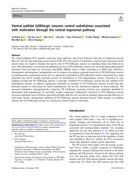 Ventral Pallidal Gabaergic Neurons Control Wakefulness Associated with Motivation Through the Ventral Tegmental Pathway