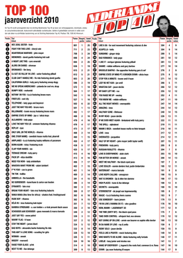 TOP 100 Jaaroverzicht 2010