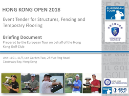 HONG KONG OPEN 2018 Event Tender for Structures, Fencing and Temporary Flooring