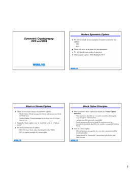 Symmetric Cryptography: DES And