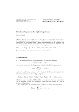 Functional Equations for Higher Logarithms