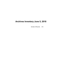 Archives Inventory June 5, 2018