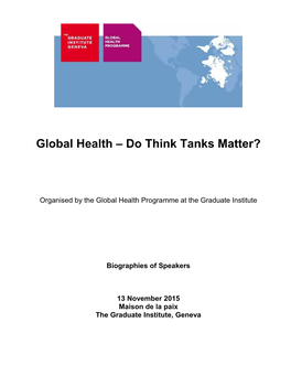 Global Health – Do Think Tanks Matter?