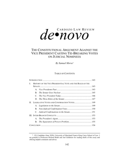 The Constitutional Argument Against the Vice President Casting Tie-Breaking Votes on Judicial Nominees