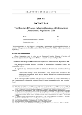 Draft Legislation: the Registered Pension Scheme (Provision Of