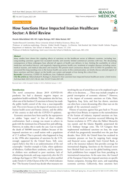 How Sanctions Have Impacted Iranian Healthcare Sector: a Brief Review