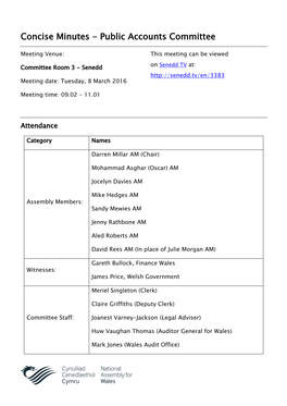 Concise Minutes - Public Accounts Committee