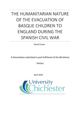 The Humanitarian Nature of the Evacuation of Basque Children to England During the Spanish Civil War