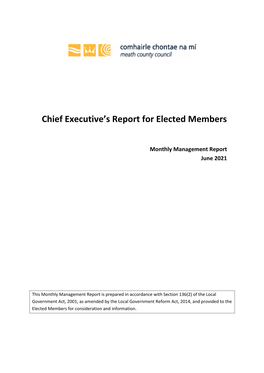 Chief Executive's Report for Elected Members