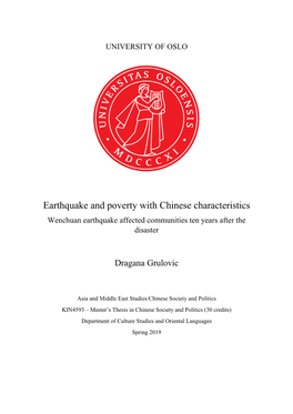 Earthquake and Poverty with Chinese Characteristics Wenchuan Earthquake Affected Communities Ten Years After the Disaster