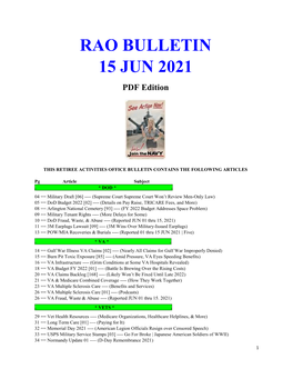 Rao Bulletin 15 Jun 2021