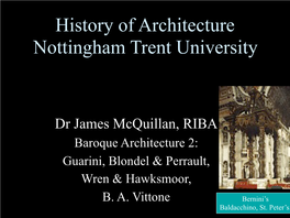 History of Architecture Nottingham Trent University