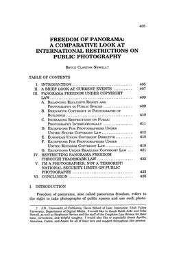 Freedom of Panorama: a Comparative Look at International Restrictions on Public Photography