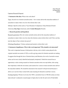 1 Nina Oleynik 26 September AR494 Capstone Research Proposal