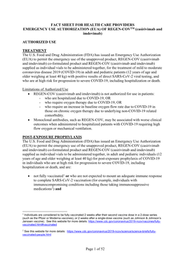 EUA) of REGEN-COVTM (Casirivimab and Imdevimab