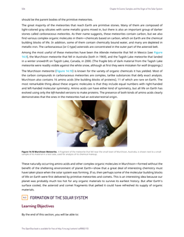 FORMATION of the SOLAR SYSTEM Learning Objectives