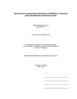 Breast Cancer Antiestrogen Resistance-3 (BCAR3) in Mammary Gland Development and Breast Cancer