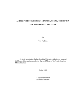 Technologies of Menstrual Management in Nineteenth-Century America