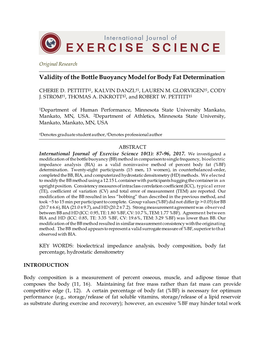 Validity of the Bottle Buoyancy Model for Body Fat Determination