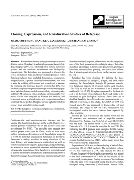 Cloning, Expression, and Renaturation Studies of Reteplase