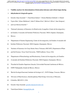 Viability Markers for Determination of Desiccation Tolerance and Critical Stages During