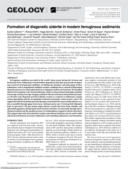 Formation of Diagenetic Siderite in Modern Ferruginous Sediments Aurèle Vuillemin1,2*, Richard Wirth1, Helga Kemnitz1, Anja M