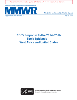 CDC's Response to the 2014–2016 Ebola Epidemic — West Africa And