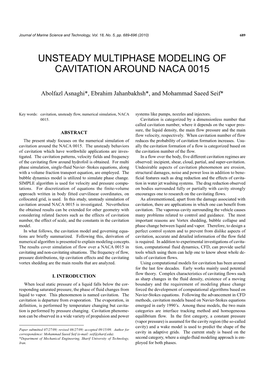 Unsteady Multiphase Modeling of Cavitation Around Naca 0015