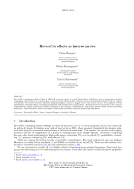 Reversible Effects As Inverse Arrows