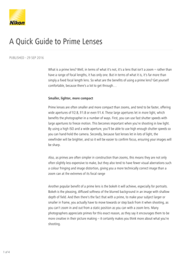 A Quick Guide to Prime Lenses