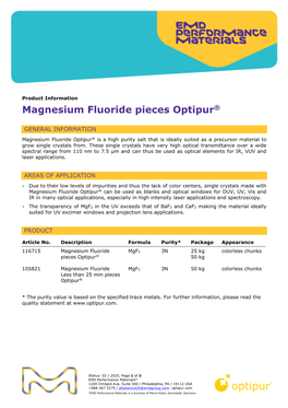 Magnesium Fluoride Pieces Optipur®