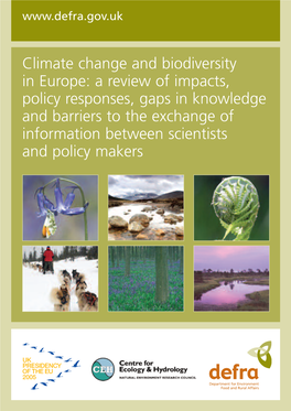 Climate Change and Biodiversity in Europe