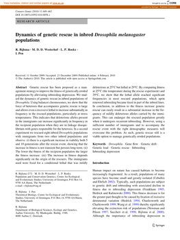 Dynamics of Genetic Rescue in Inbred Drosophila Melanogaster Populations