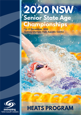 2020 NSW Senior State Age Championships 12-17 December, 2020 Sydney Olympic Park Aquatic Centre