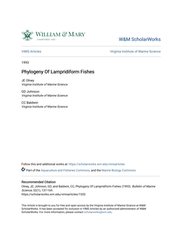 Phylogeny of Lampridiform Fishes