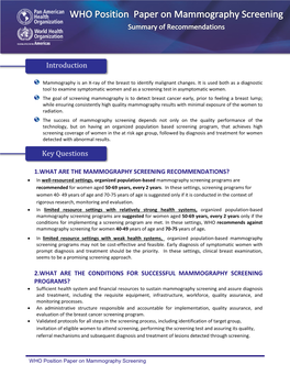 WHO Position Paper on Mammography Screening