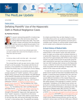 The Medlaw Update and Health Care Law Committee