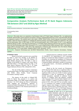 Comparative Analysis Performance Bank of Pt Bank Negara Indonesia Tbk Between 2017 and 2018 by Rgec Method