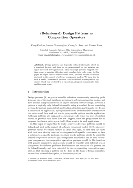 (Behavioural) Design Patterns As Composition Operators