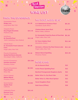 Wine List France