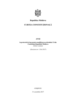 La Proiectul De Lege Pentru Modificarea Articolului 13 Din Constituția Republicii Moldova (Limba Română)