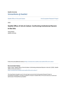 Seattle Office of Arts & Culture: Confronting Institutional Racism In